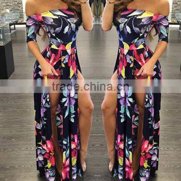 Zm50311b Hot Sell Cheap Plus Size Women Clothes off Shoulder Printed Lady Dress photo-2
