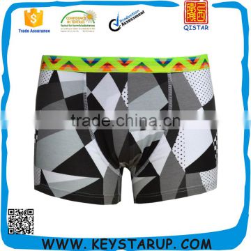 Mans Boxer Cotton Underwear Suit Checks Printed Brief with Elastic Band