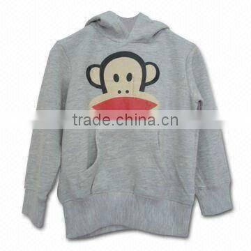 Children's Long-sleeved T-shirts with Hood, Made of 100% Cotton, Comes in Gray and White Color