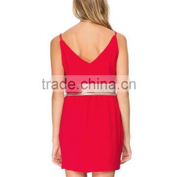 2015 Pleated Waistline Wrap-around With Belt Latest Dress Designs photo-3