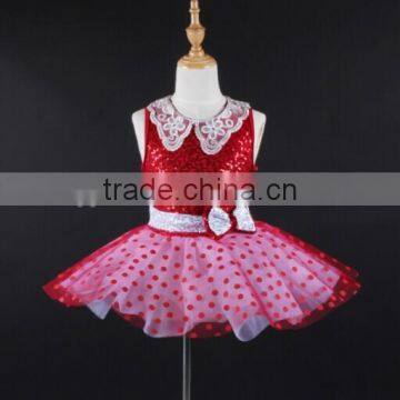 2017 Newly!!! Red requin with lace collar, beautiful chilren ballet tutu