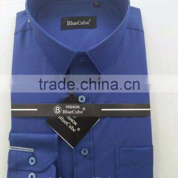 Men 's fashion designs long sleeve dress royal blue polo shirt