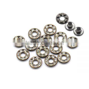 4 Colors 9mm Round Metal Brass Rhinestone Eyelets Crystal Diamond Grommets Glass Eyelets RE-9mm-001 photo-4