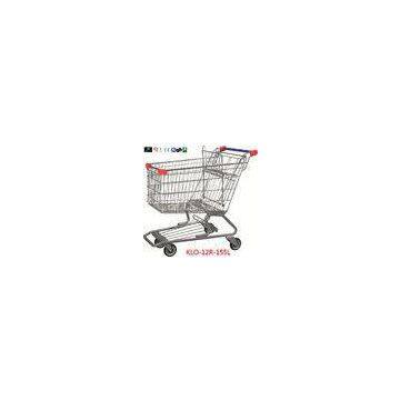 155L Red Plastic Metal Grocery Shopping Trolley / Grocery Store Shopping Cart