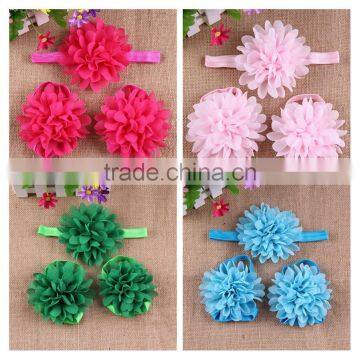 10 Pairs Baby Toddler Girl Flower Headbands & Barefoot Socks Sandals Shoes Toes Blooms