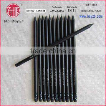 HB black wood pencil with eraser