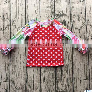 New Arrival Baby Girls Christmas Raglan Shirts 100% Cotton Ruffle Long Sleeves Kids Clothes Top photo-3