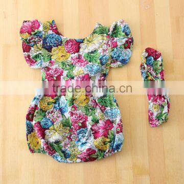 Children clothing 2016 floral harem onesie bodysuits for baby rompers girls M6071405