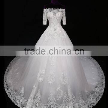 Wholesale Sweetheart Short Sleeve Lace Wedding Dresses Beaded Sweetheart Nackline Mermaid Lace Wedding Dress 2017 F12601 photo-2