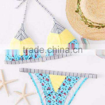 OEM Custom Bikini Swimwear Triangle Splicing Bikini Set photo-3