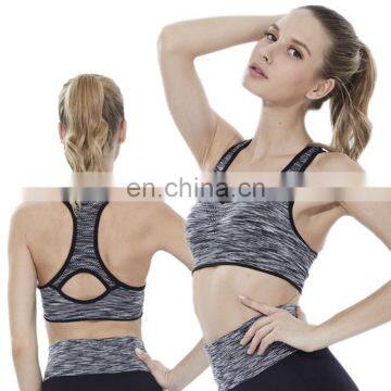 Hot sale 90% nylon 10% spandex wicking shockproof space dye gym wear women sports bra yoga