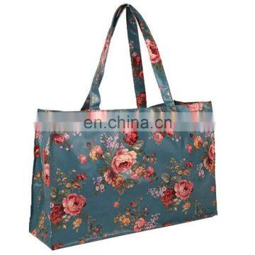 European Newest Full Printed Coated Cotton Shopping Bag Reinforced Tote Bags
