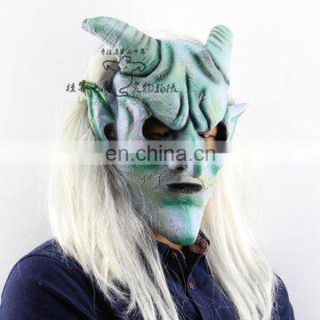 Latex boss horns halloween mask with wigs