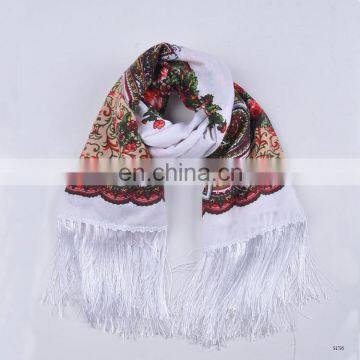 polyester solid square polyester floral head scarf