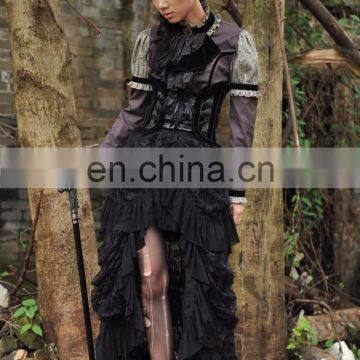 Gothic Steampunk Laces and Frills Layered High Low Skirt photo-5