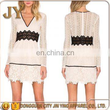 Wholesale Cotton Lace Dresses Evening Dresses With Three-Quarter Sleeves Front Lace Dress
