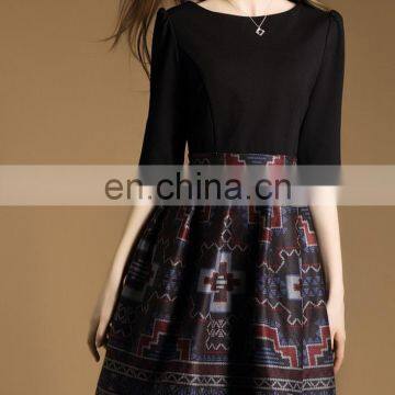 European Style printed Dress fashionl o Neck half sleeve Dresses Plus Size Women Clothing for spring/autumn