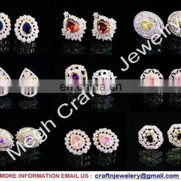 Cz Traditional Designer Fashion AD tops Earrings-Ad Stylish party wear diamond earrings - fashion wear earrings