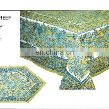 HAND BLOCK PRINTED TABLE CLOTH MAT & NAPKIN