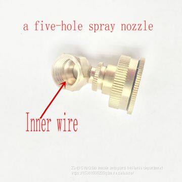 Copper five-hole atomization nozzle 45°angle gardening, seedlings, dust removal, cooling, agricultural irrigation