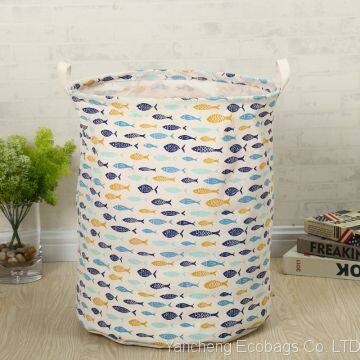 colorful fish printed storage basket large waterproof cotton storage bin foldable customized modern laundry basket