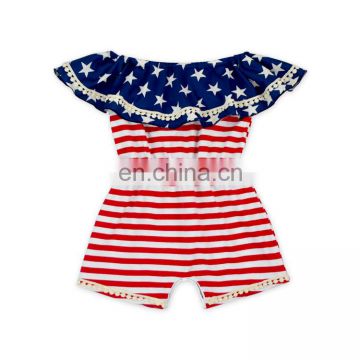 Girl 4th Of July Lace Jumpsuit Newborn Photography Props Baby Girl Patriotic Rompers