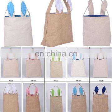 Cotton Linen Easter Bunny Ears Basket Bag For Easter Gift Packing Easter Handbag For Child Fine Festival Gift 255*305*100mm photo-4