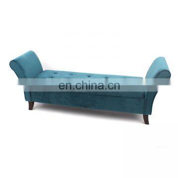 Customized Largest Long large Wooden Seat velvet sofa chair big bench with big storage space open lid