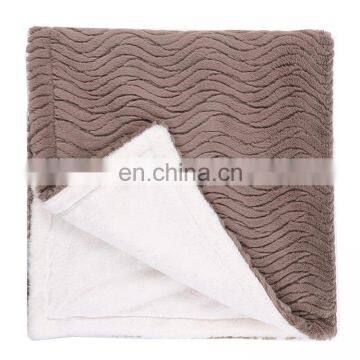 High Quality Custom Double Layer Embossed Gray Faux Rabbit Fur Throw Blanket For Winter photo-3