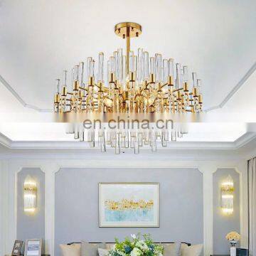 Living room bedroom lustre ceiling lights modern gold crystal chandeliers for homes