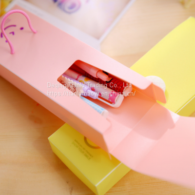 Creative Candy Color Cute Smile Pencil Case Student Study Supplies PP Stationery Case Pencil Case Logo Customization photo-3