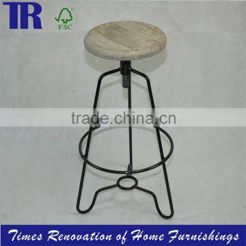 modern stool,vintage oak top stool,steel tube base stool