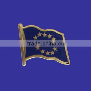 Custom design high quality cloisonne hard enamel filled European Union Flag Lapel Pin