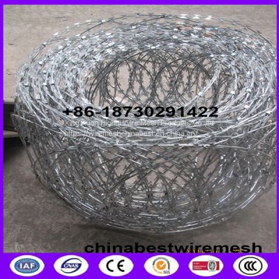 Iso BTO -22 Razor Wire Flat Wrap Coils Are Made Of High Tensile Razor Wire