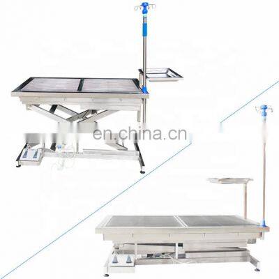 Medical equipment thermostatic stainless steel hydraulic/electric lifting surgical Veterinary pet operation table for hospital