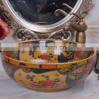 Artistic European Excellent Quality Bathroom Bowl Porcelain Ceramic Wash Basins Made In Jingdezhen photo-5