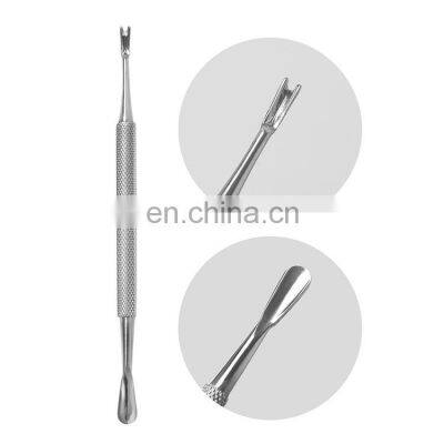 Manicure Tools Stainless Steel Cuticle Pushers With Nail File Dead Skin Remover Double Use