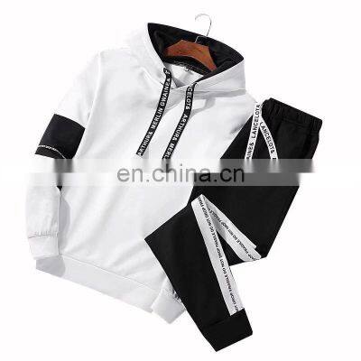 Wholesale Bespoke Logo Fall 2020 men's HOODIE + trousers hip hop casual men's sports hoodie set