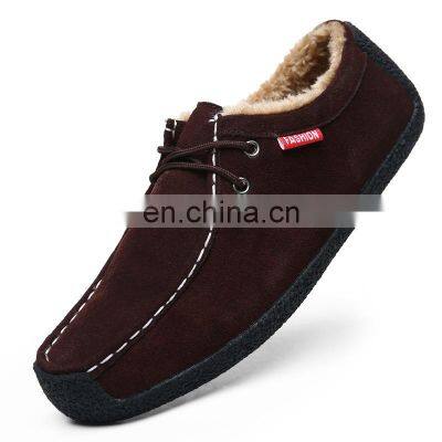 Factory direct sale Christmas plus size autumn and winter Doudou suede driving plus velvet custom men's casual leather shoes