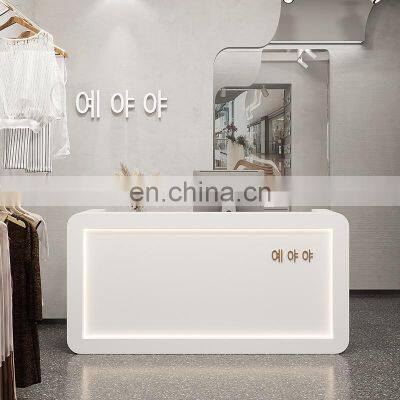 Newest Modern Wig Shop Reception Desk White Salon Counter Front Desk photo-2