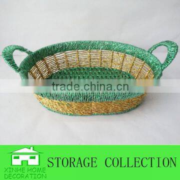 Oval Shape Colorful Paper Rope Woven Novelty Gift Basket