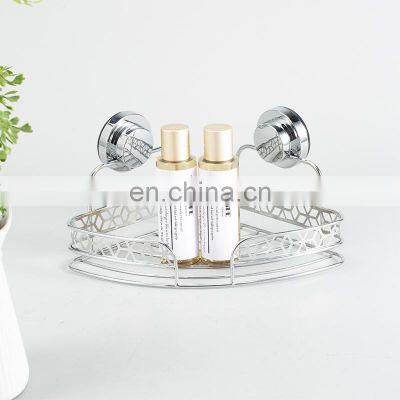 Hot Sales Diamond Series Suction Cup Corner Shower Caddy Iron Wire Rack Bathroom Corner Shelf photo-2