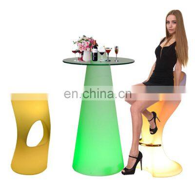 plastic bar table and stool /Rechargeable rgb colors glow night club furniture chair illuminated led fancy Bar Furniture Sets