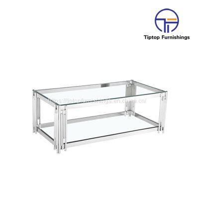 Best Quality Modern Round Shape Adjustable Glass Top Metal Stainless Steel Coffee Table For Living Room