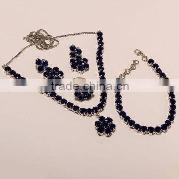 BLUE SAPPHIRE SET ,925 sterling silver jewelry wholesale,WHOLESALE SILVER JEWELRY,SILVER EXPORTER,SILVER JEWELRY FROM INDIA