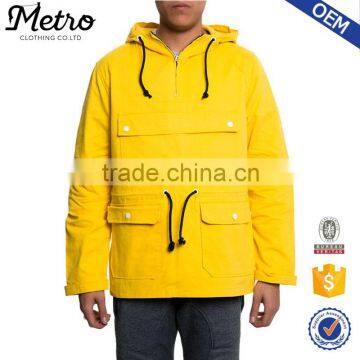 Custom High Quality Solid Color Yellow Nylon Mens Jackets