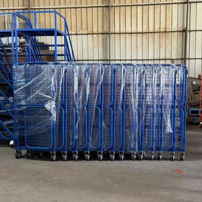 Metal Folding Security Roll Cage Trolley for Warehouse Logistics