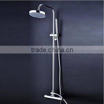 Rozinsanitary Round Style Thermostatic 8" Rain Shower Faucet Set Shower Column W/ Hand Shower