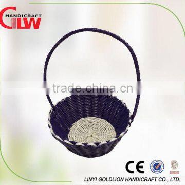 Hand woven plastic pvc basket with handle