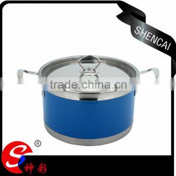 Kitchen accessories colorful stainless steel indian hot soup pot set for cooking